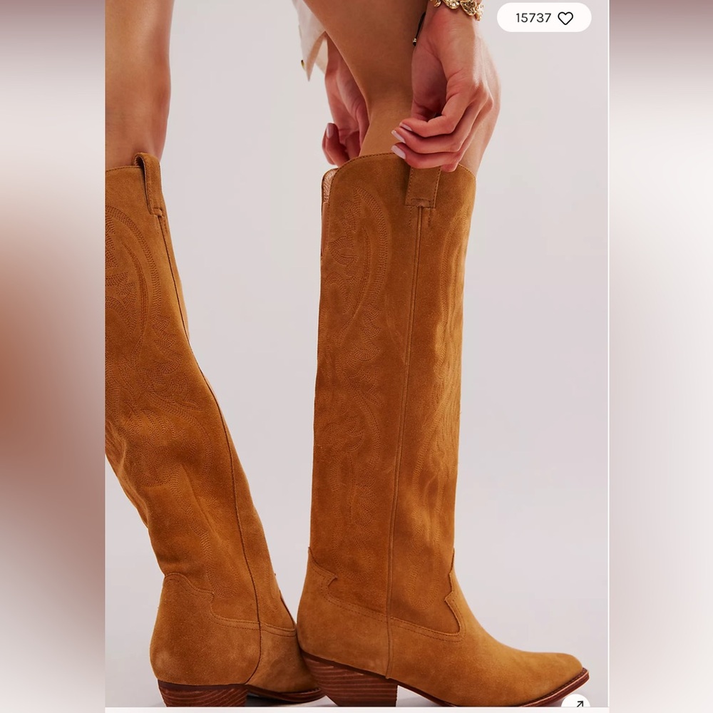 Jeffrey Campbell Tan Suede Knee-High Boots - Picture 5 of 6